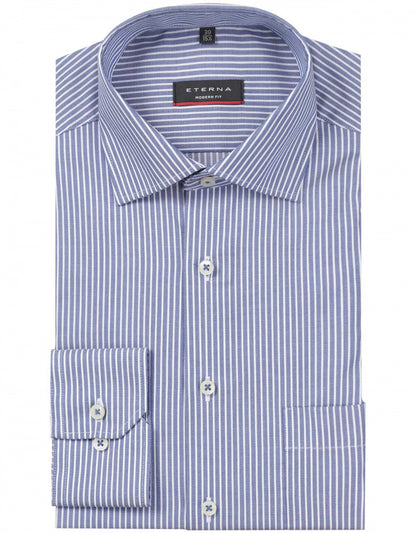 Shirt Katoen | Donkerblauw/Wit mini streep