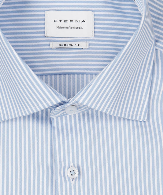 Shirt Katoen | Lichtblauw/Wit mini streep