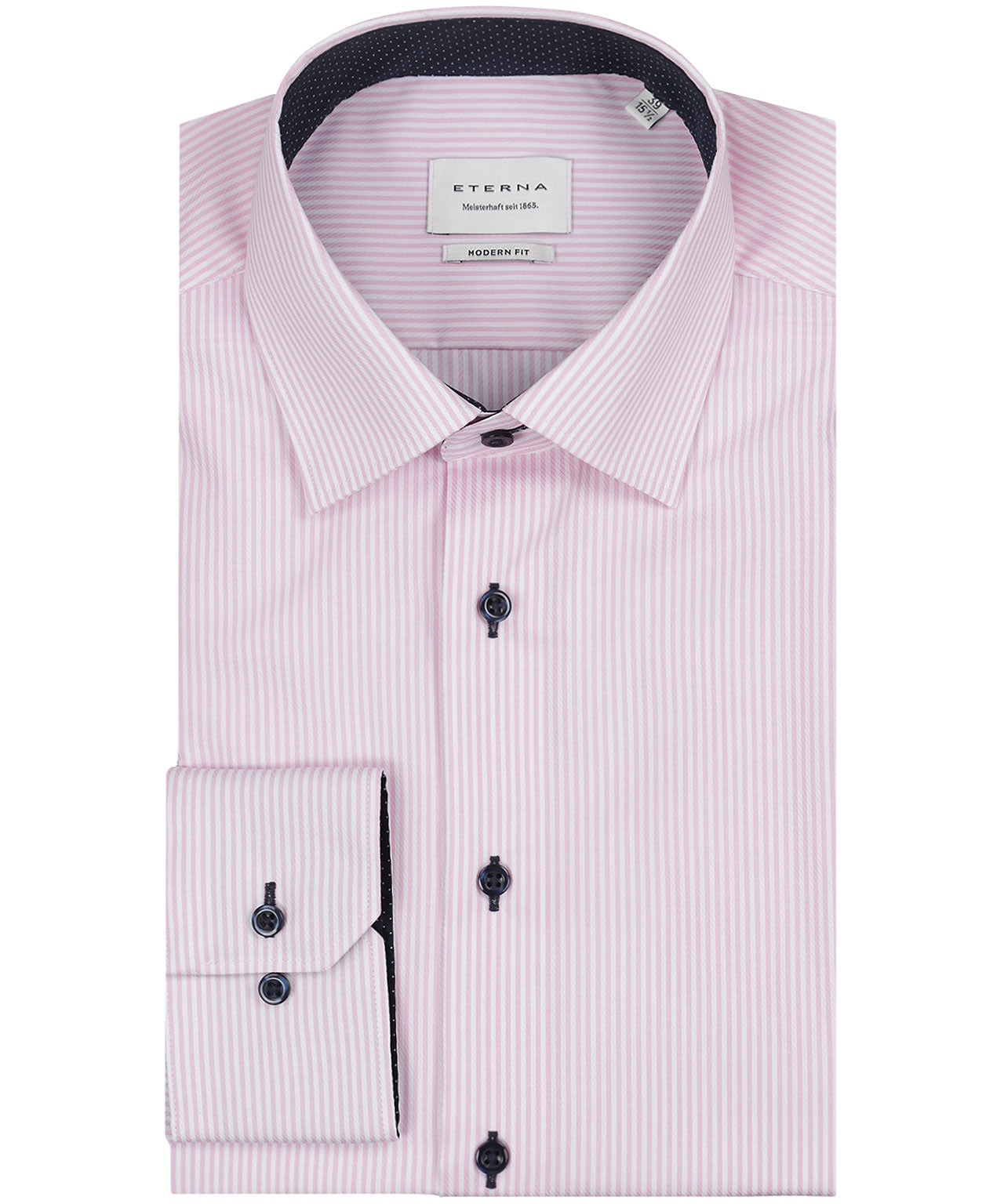 Shirt Katoen | Lichtroze/Wit mini streep