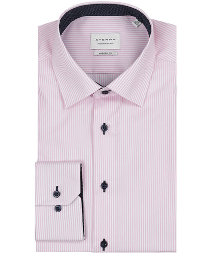 Shirt Katoen | Lichtroze/Wit mini streep