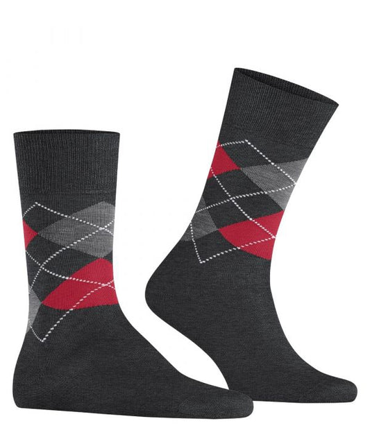 Sok Manchester Kort | Dark Grey/Pink diamond check