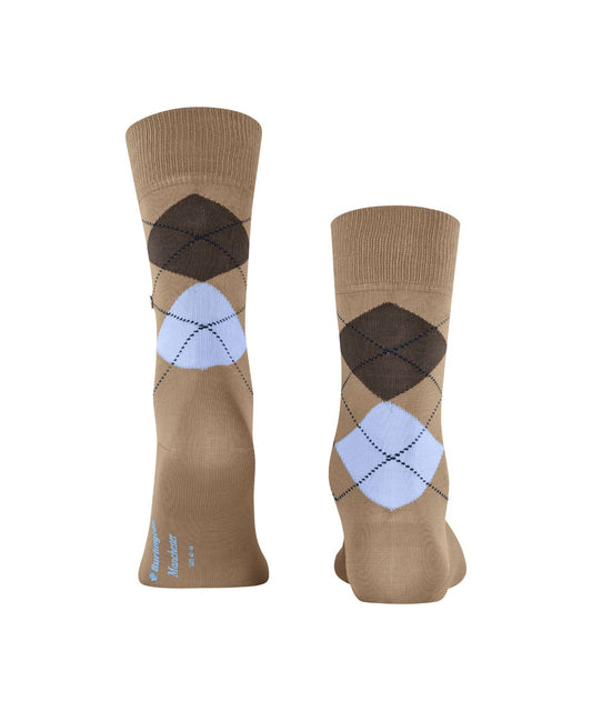Sok Manchester Kort | Toffee/Light Blue/Brown diamond check