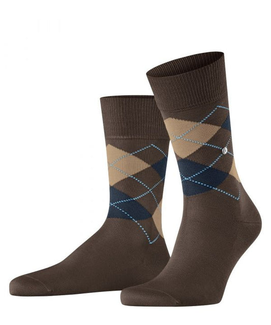 Sok Manchester Kort | Chocolate/Navy diamond check