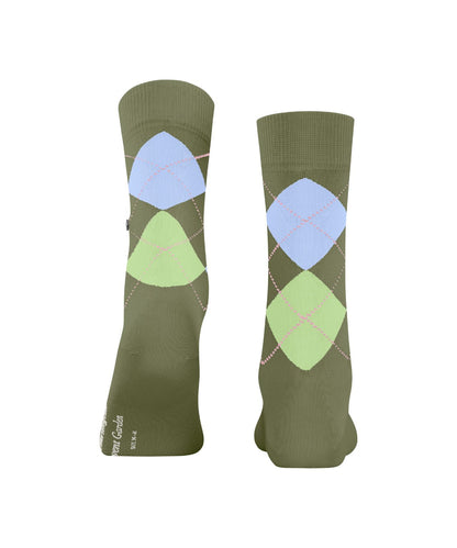 Covent Garden Sok | Olive/Lime/Blue diamond check