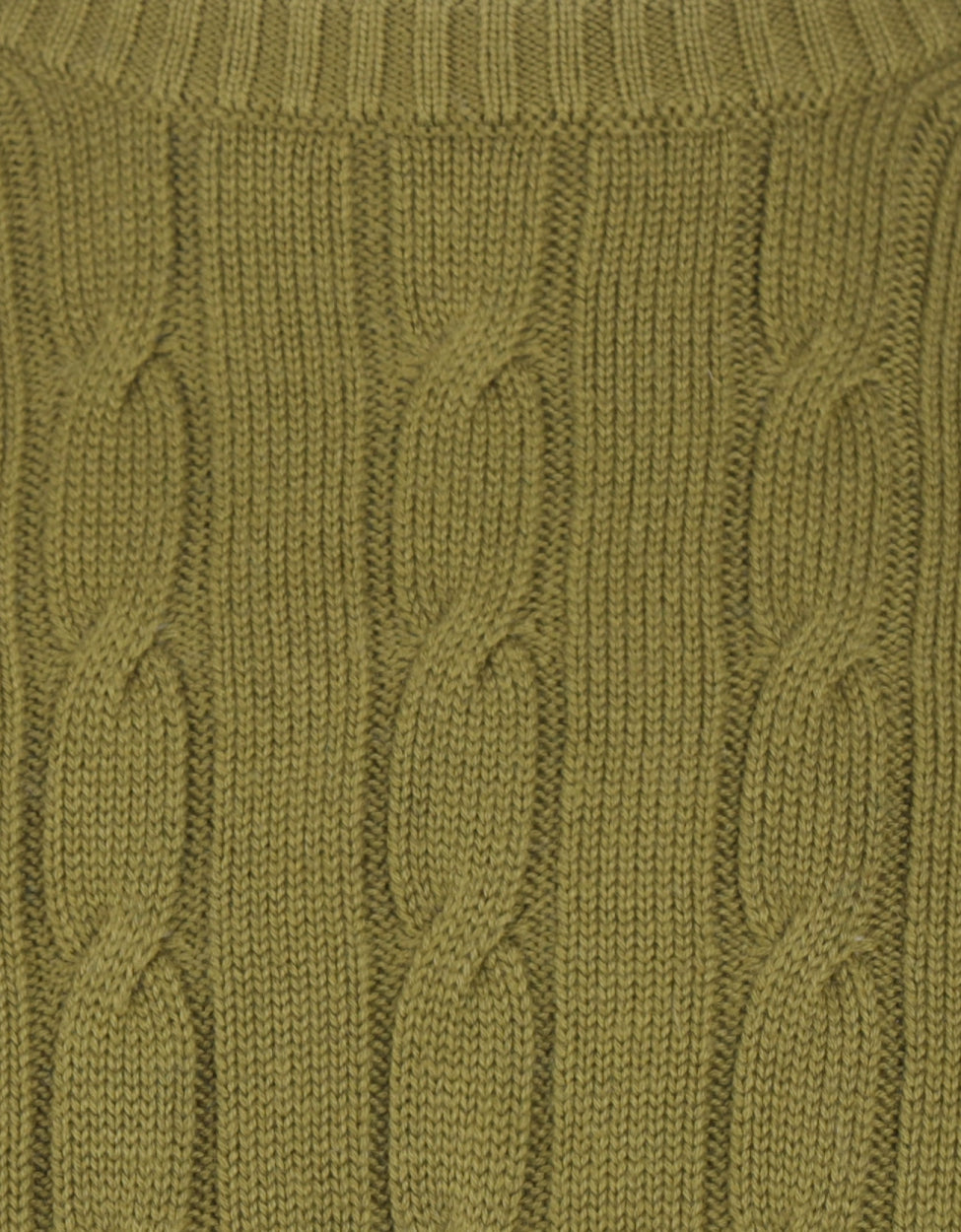 Ronde Hals Cotton/Cashmere | Moss Green