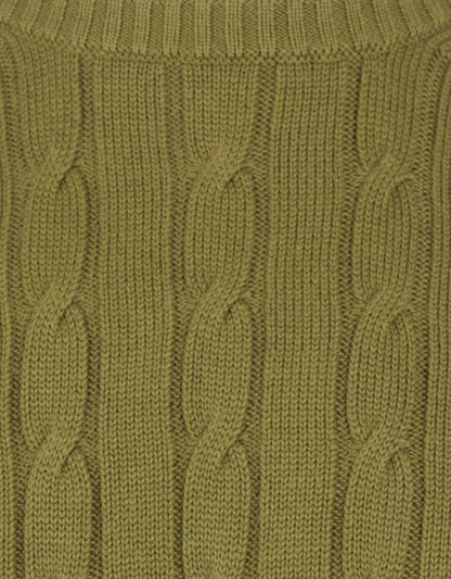 Ronde Hals Cotton/Cashmere | Moss Green