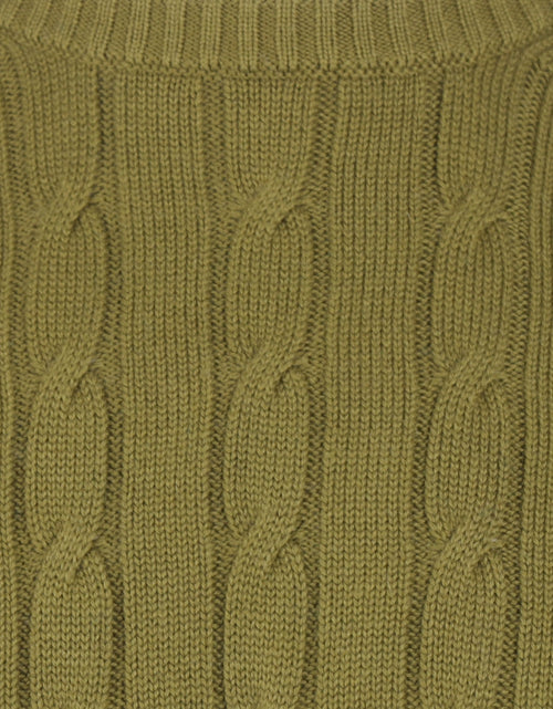 Kabel Trui Cotton/Cashmere ronde hals | Groen