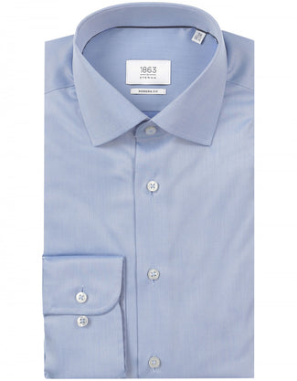 Overhemd uni semi spread boord | Blauw