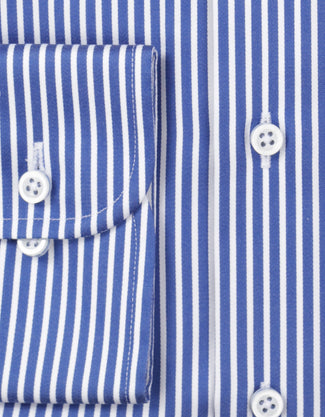 Overhemd gestreept semi spread boord | Blauw