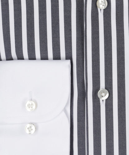 Shirt katoen | Navy streep  Wit Boord