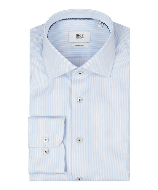 Shirt striped semi spread collar | Blue