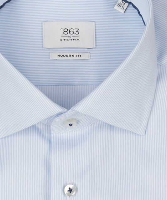 Shirt striped semi spread collar | Blue