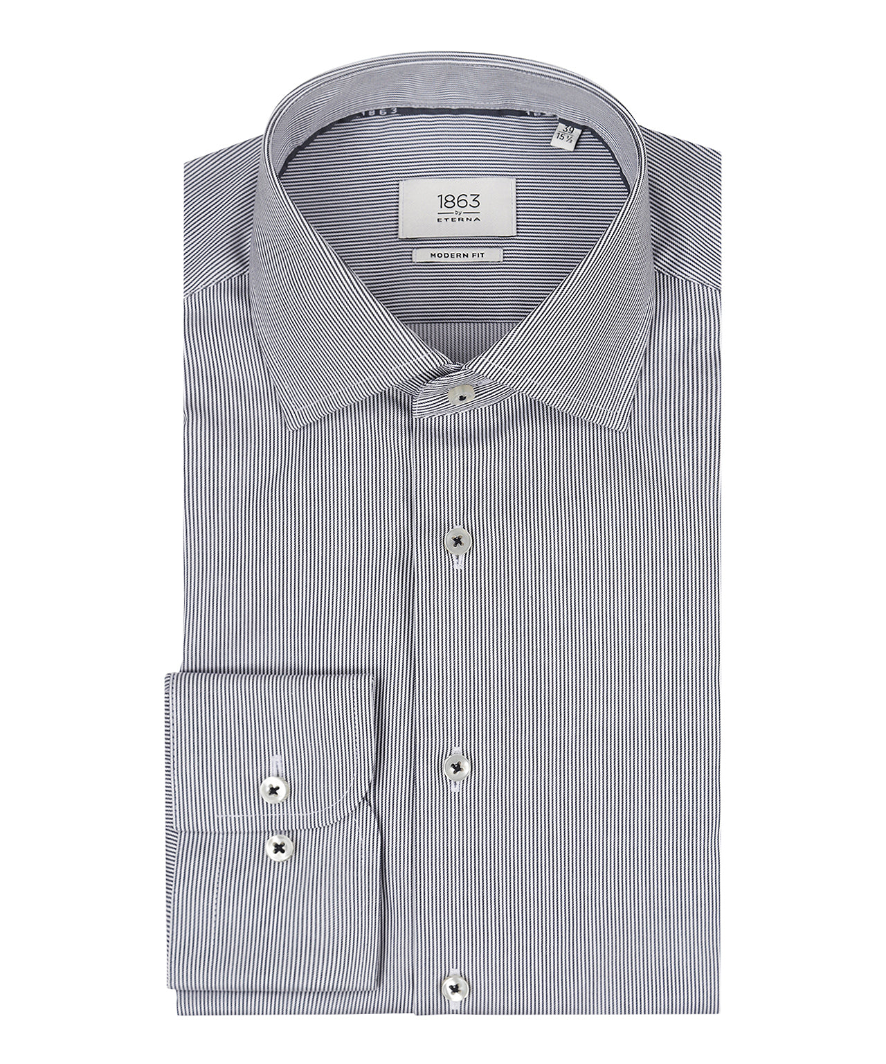 Shirt striped semi spread collar | Blue