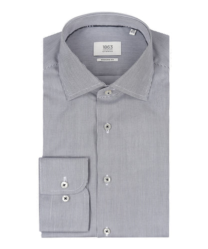 Shirt striped semi spread collar | Blue