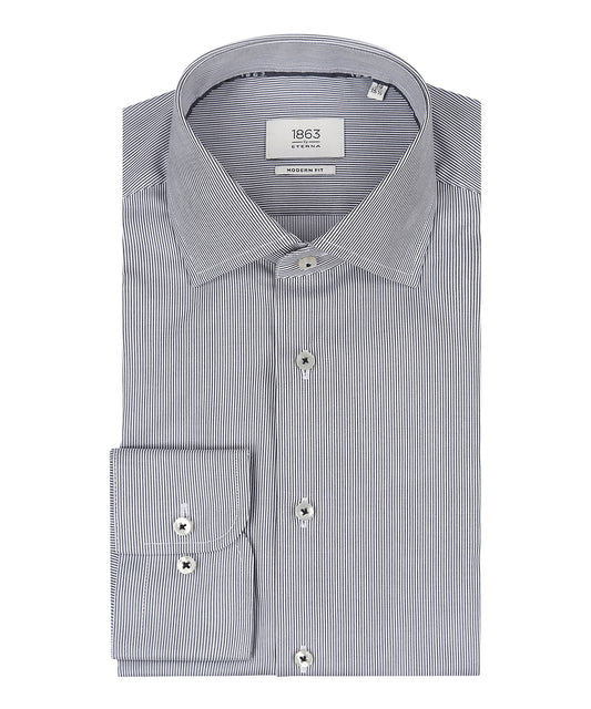 Shirt striped semi spread collar | Blue