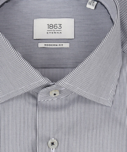 Shirt striped semi spread collar | Blue