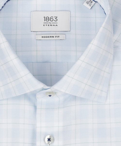 Overhemd gestreept semi spread boord | Blauw