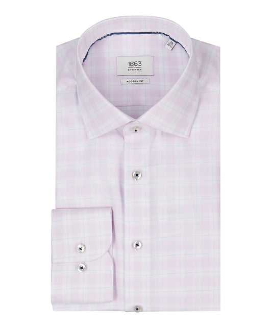 Striped shirt with a semi-spread collar | Pink