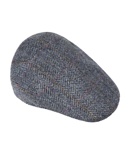 Jockey Tweed Cap | Blauw Herringbone Overcheck