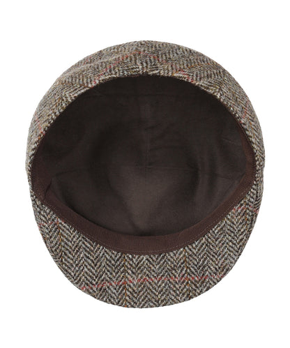 Jockey Tweed Cap | Beige Herringbone Overcheck