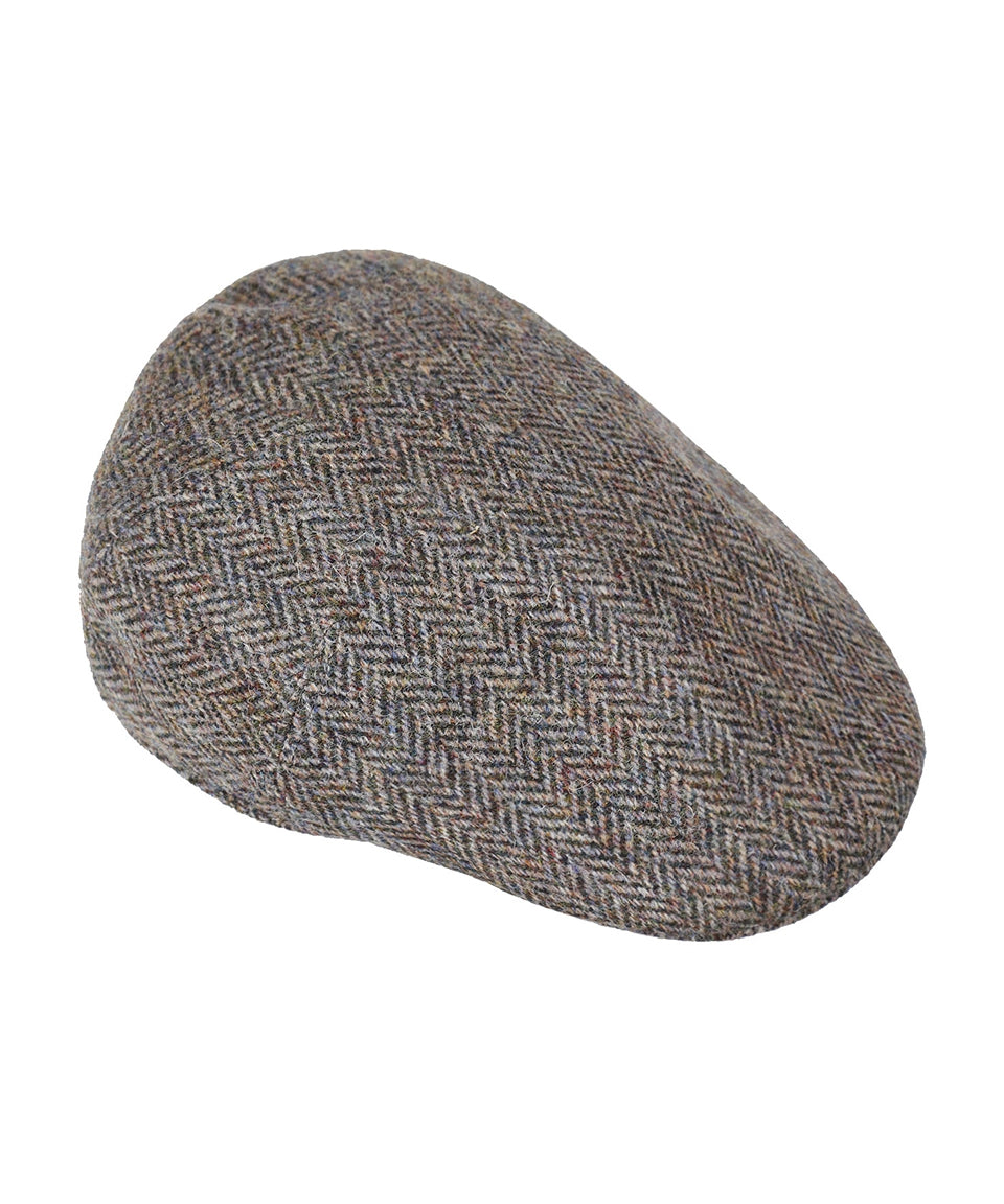 Jockey Tweed Cap | Beige Herringbone Tweed