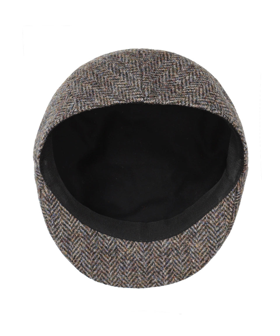 Jockey Tweed Cap | Beige Herringbone Tweed