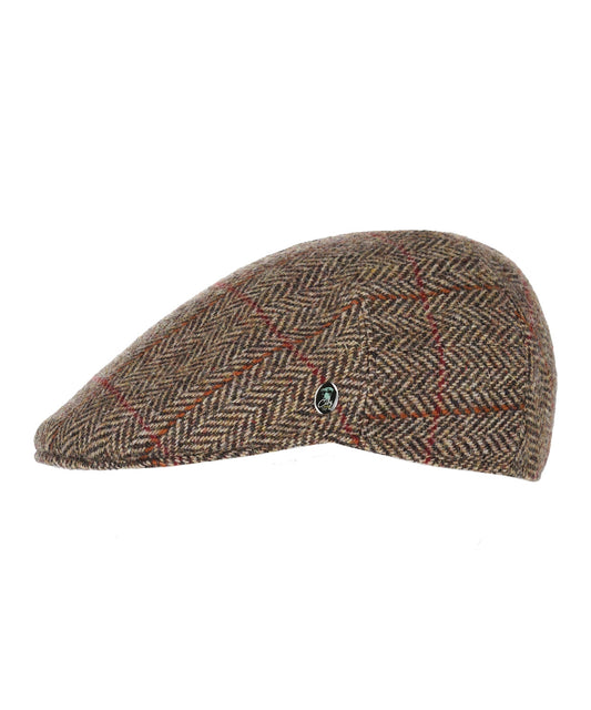 Jockey Tweed Cap | Bruin Herringbone Overcheck