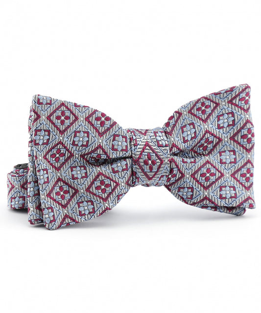 Strik zijde | Licht Blauw Rood Print