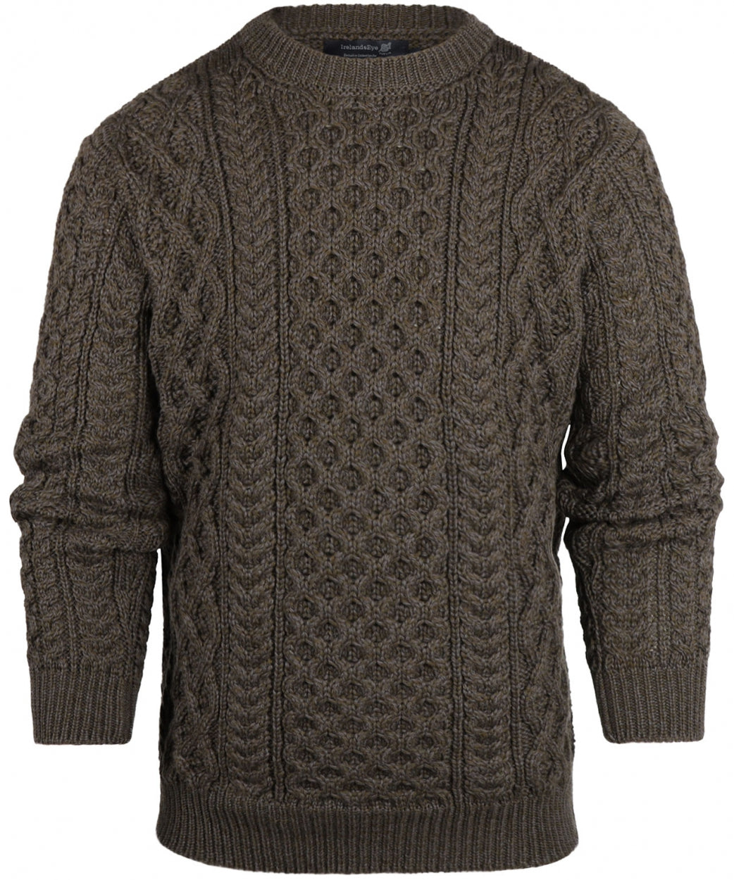 Aran Ronde Hals pullover | Forest Marl