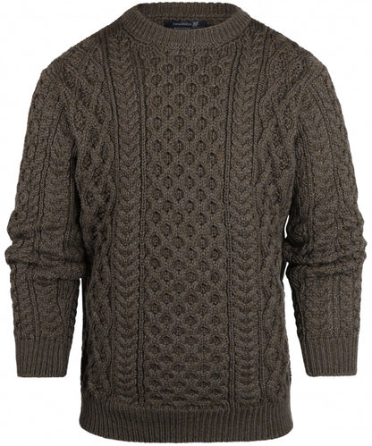 Aran Ronde Hals pullover | Forest Marl