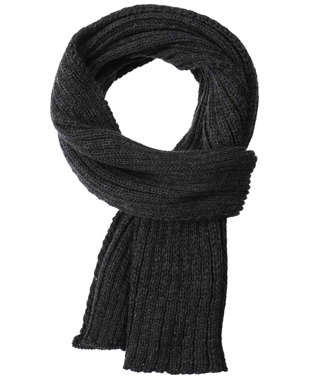 Ribbed Merino Scarf | Antraciet Grijs