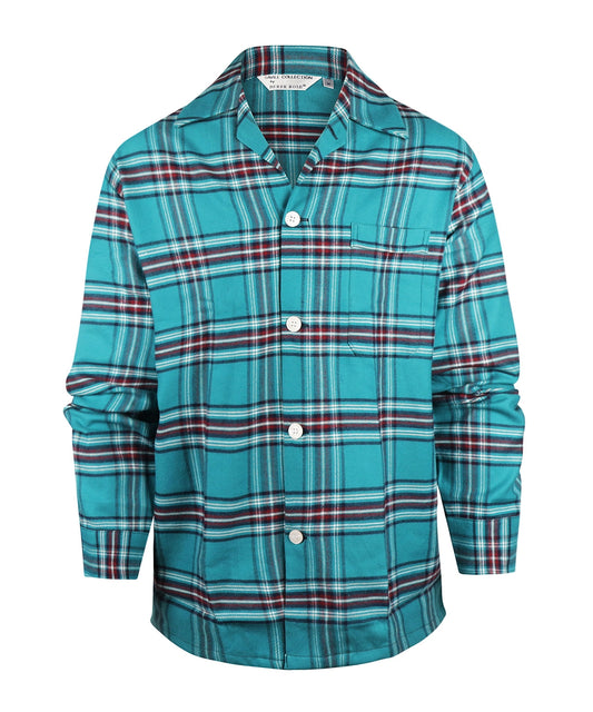 Derek Rose Flannel Pyjama | Aqua/Red check