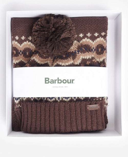 Barbour Fairisle Beanie&Scarf Gift Set | Groen