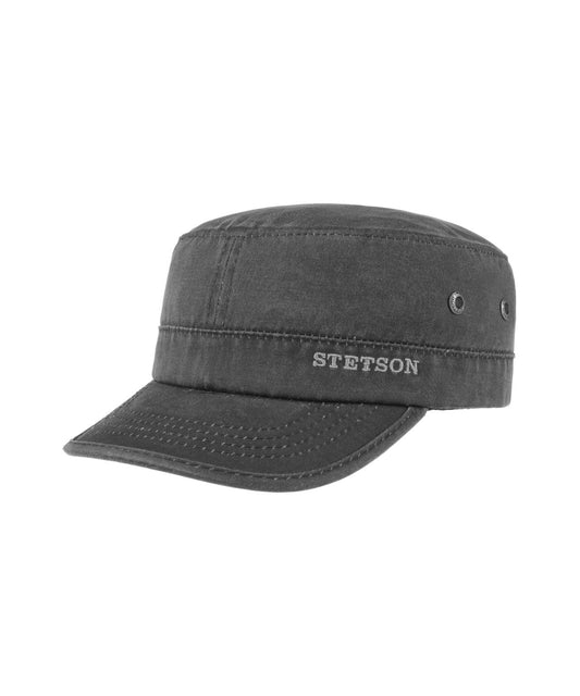 Army-Cap in Lederoptik | Schwarz