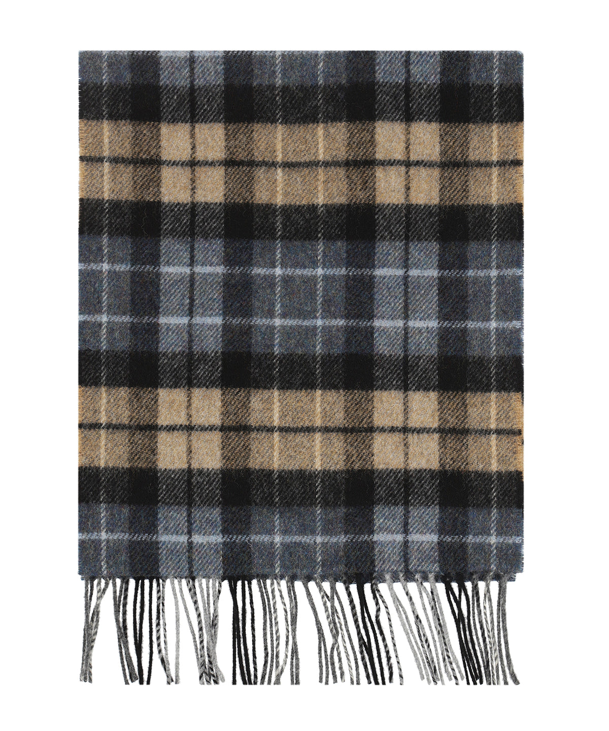 Karierter Lammwollschal | Denimblau Beige Anthrazit Karo