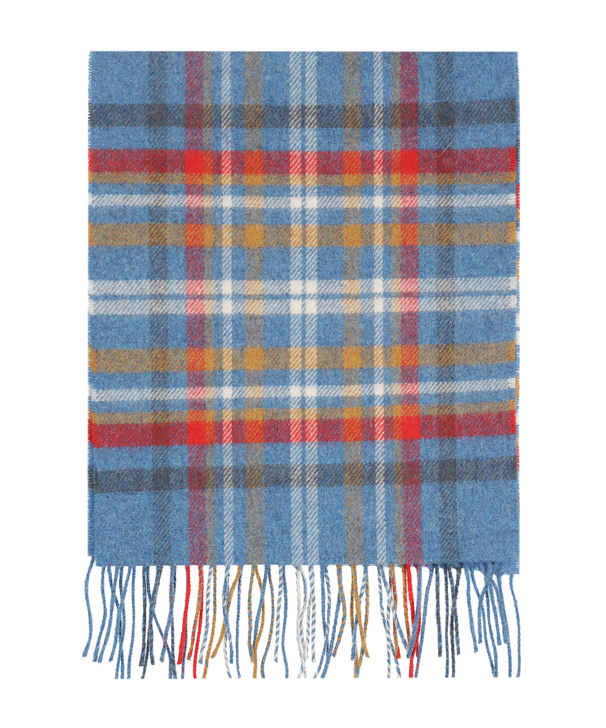 Lambswool Scarf | Blue Red Orange Plaid