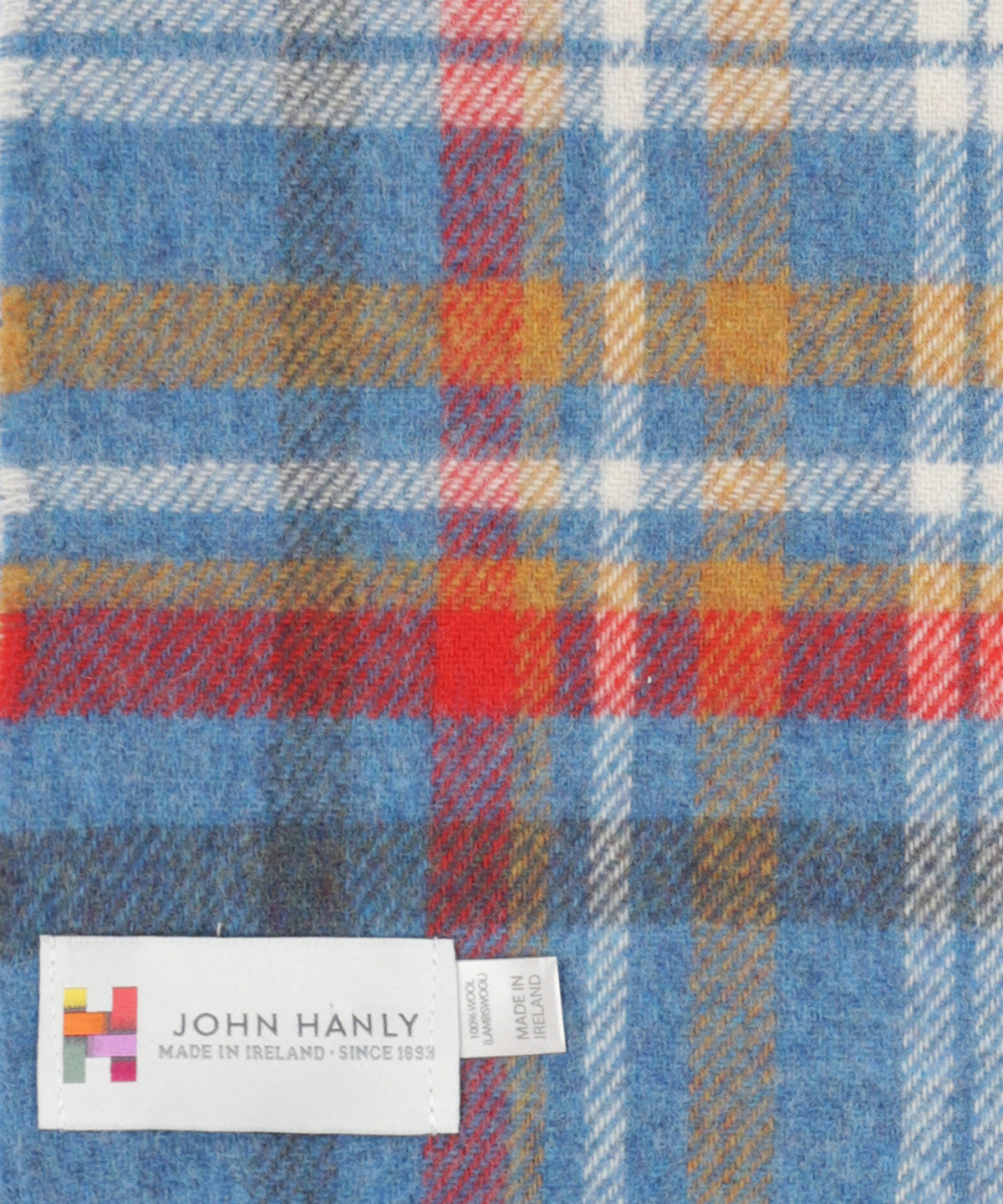 Lambswool Scarf | Blue Red Orange Plaid