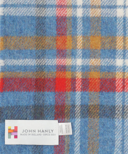 Lambswool Scarf | Blue Red Orange Plaid