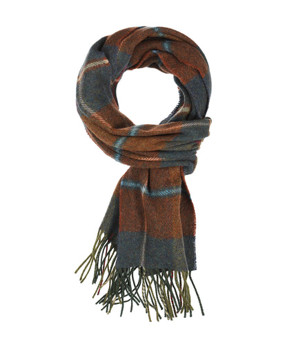 Lambswool Scarf | Rust Brown Blue Red Plaid