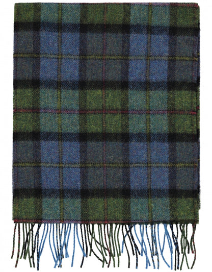 Karierter Lammwollschal | Denimgrüner Tartan