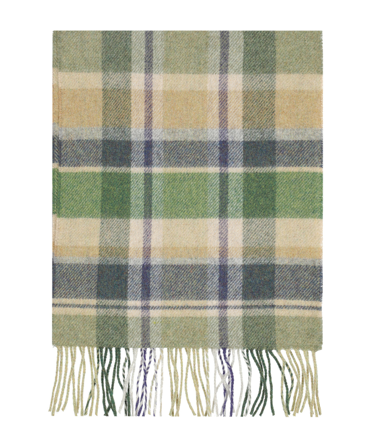 Lambswool Scarf | Green Beige Navy Plaid