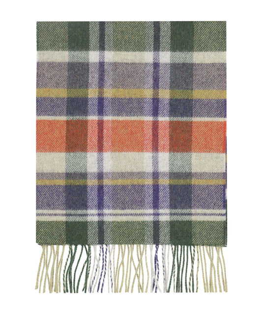 Lambswool Scarf | Green Aubergine Plaid