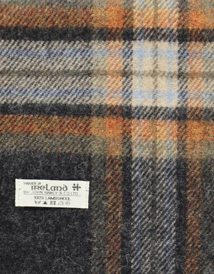 Lambswool Scarf Long | Charcoal Beige Rust Plaid