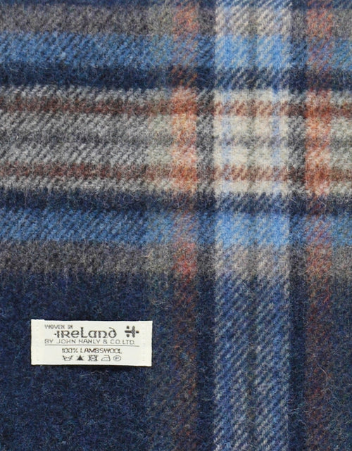 Lange Lamswollen ruit sjaal | Orange Denim Check
