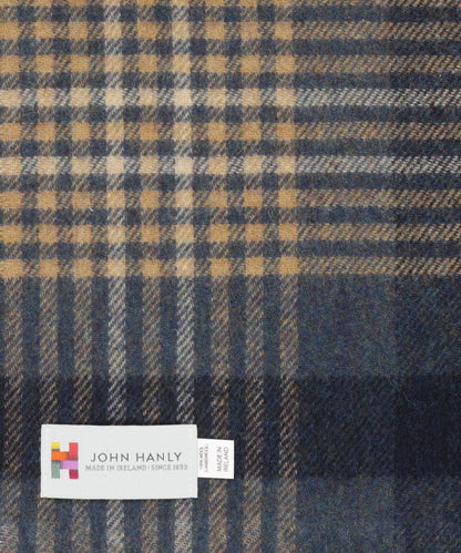 Langer karierter Schal aus Lammwolle | Denim Marineblau Beige Schwarz Karo