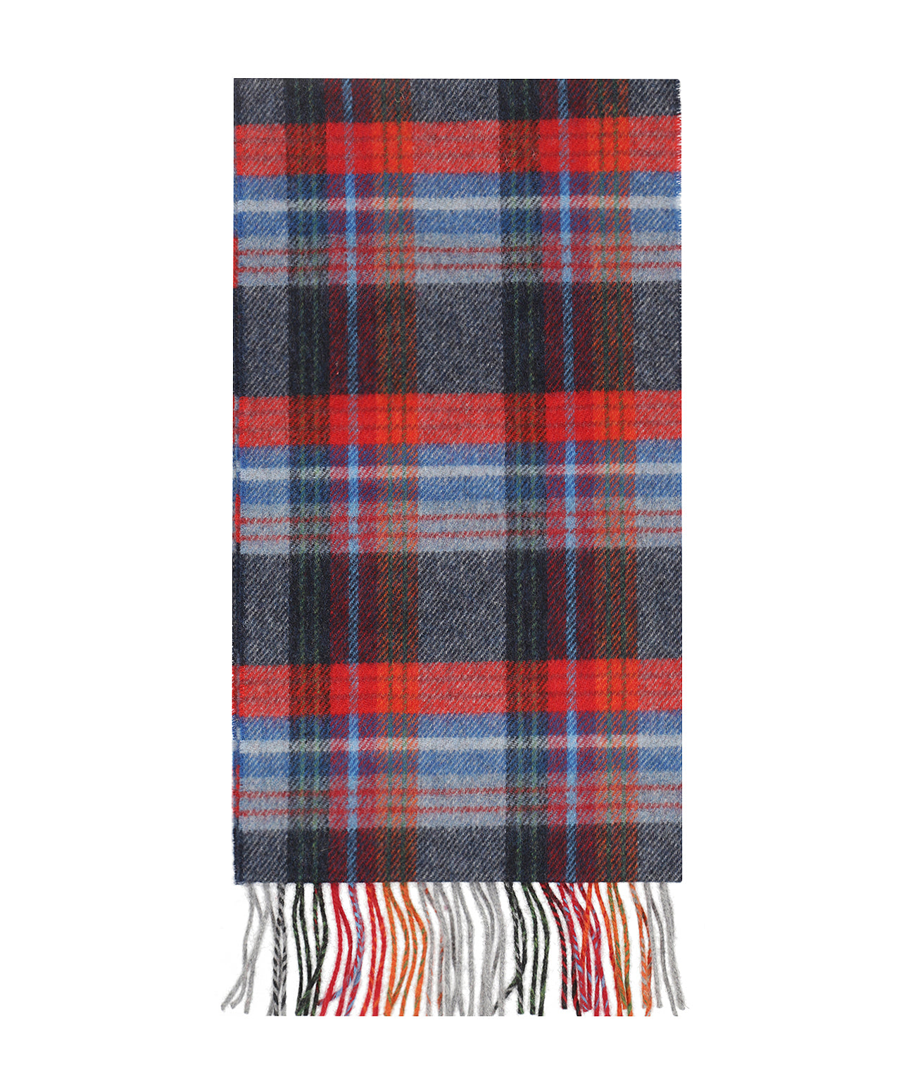 Lambswool Scarf Long | Navy Red Blue Wine Plaid