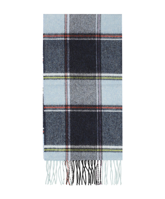 Lambswool Scarf Long | Blauw Lichtblauw ruit