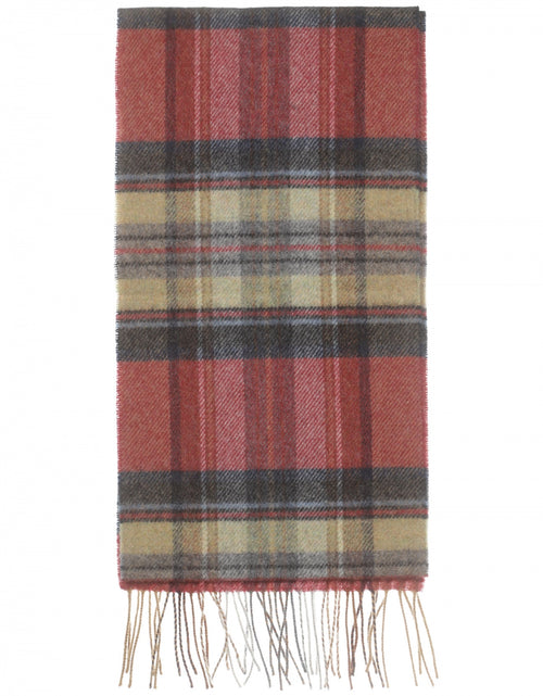 Lange Lamswollen ruit sjaal | Red Grey Straw Plaid