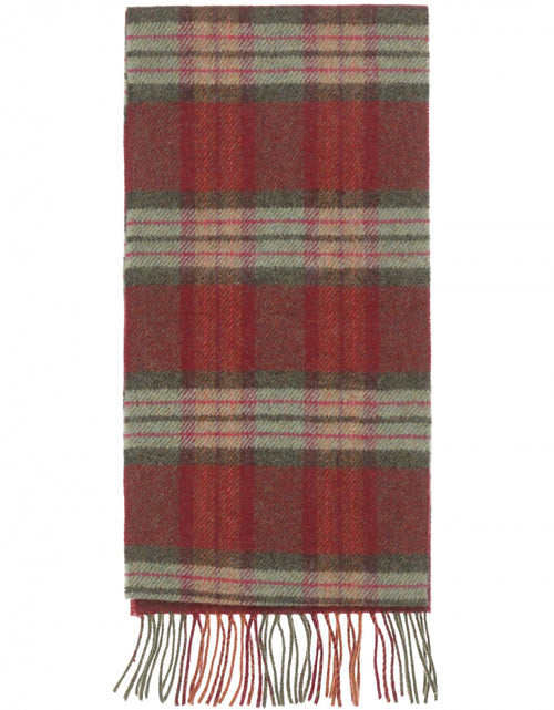 Lange Lamswollen ruit sjaal | Burgundy Green Pink Check