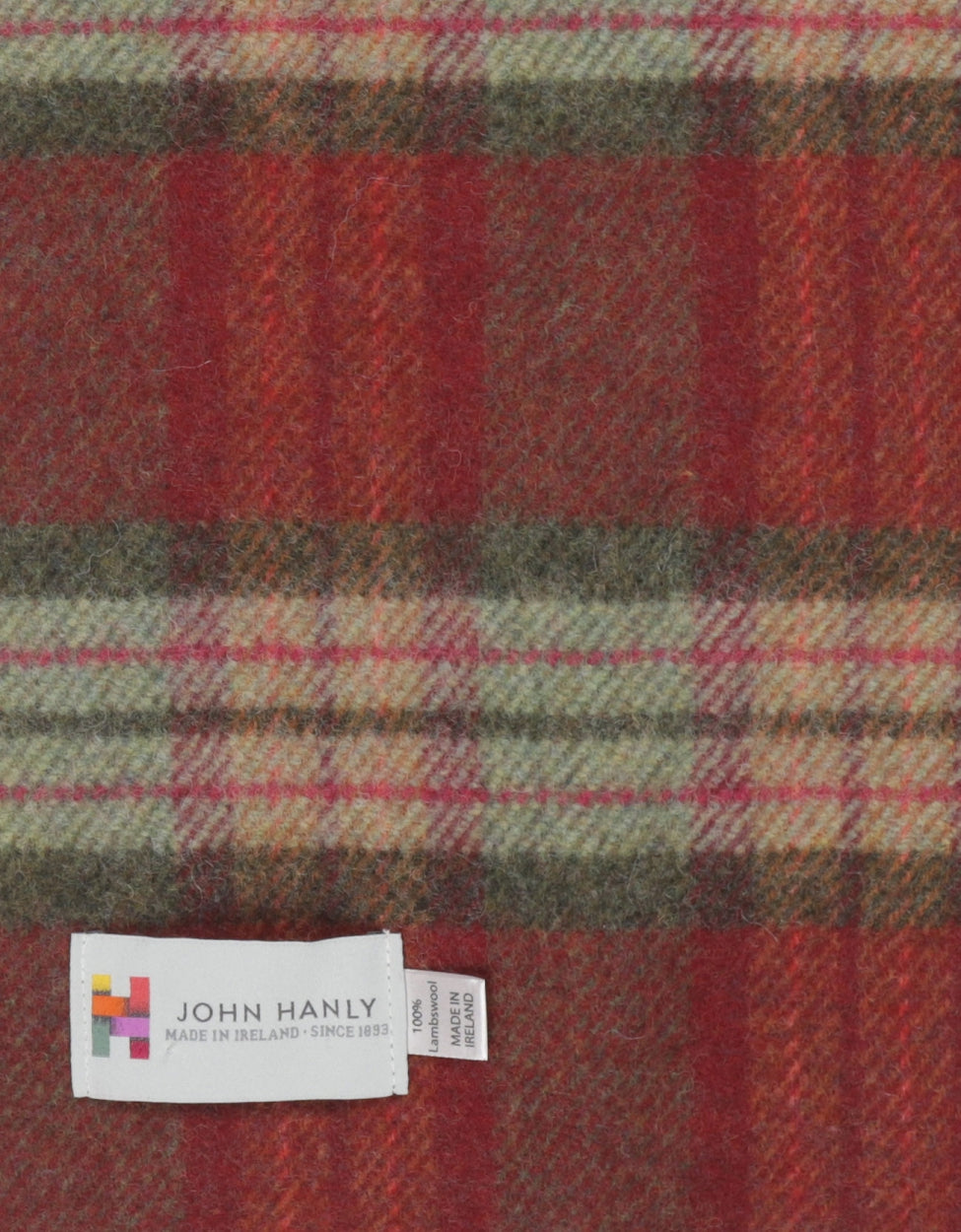 Long Lambswool Check Scarf | Burgundy Green Pink Check
